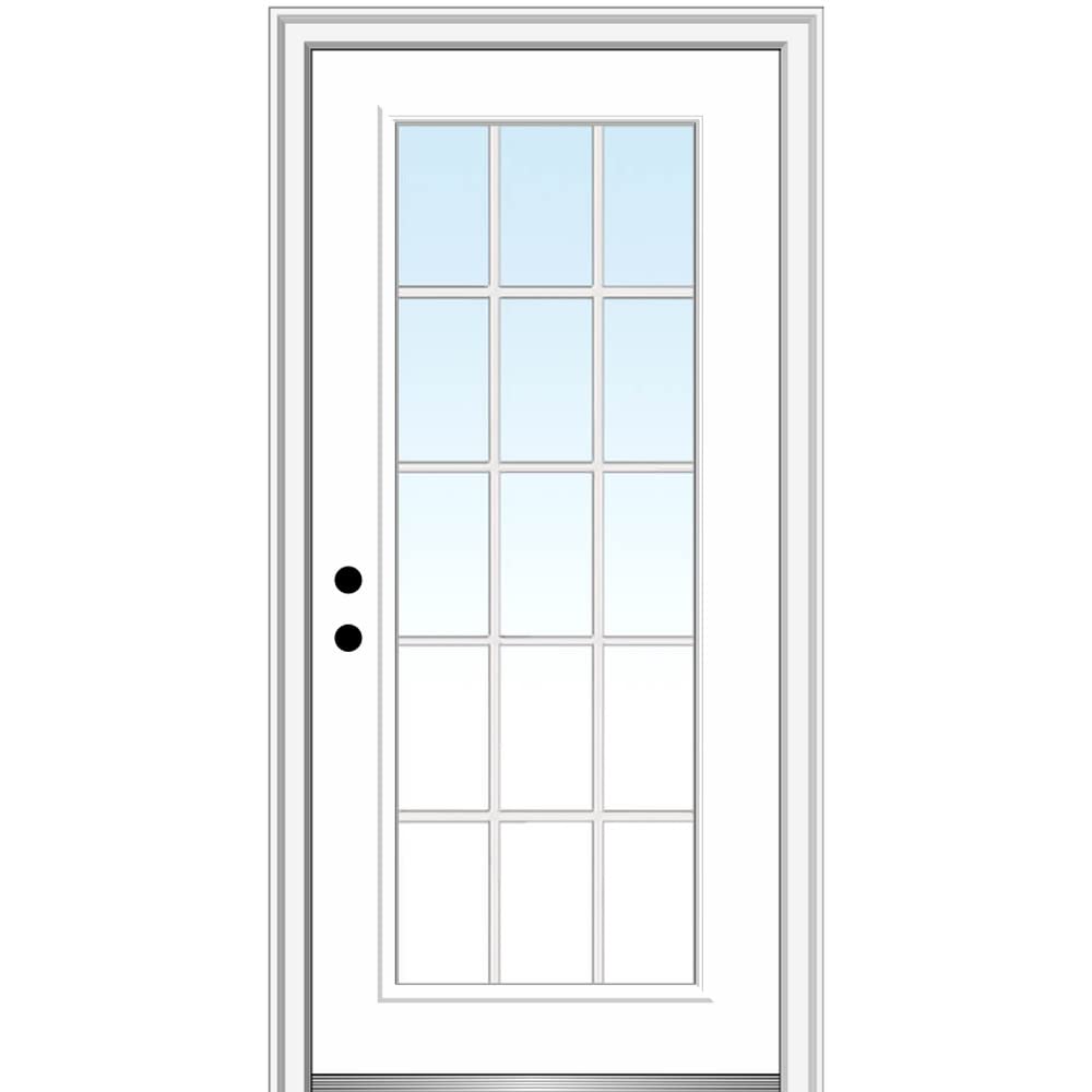 Primed Fiberglass Full Lite Prehung Entry Door 36" x 80" E322