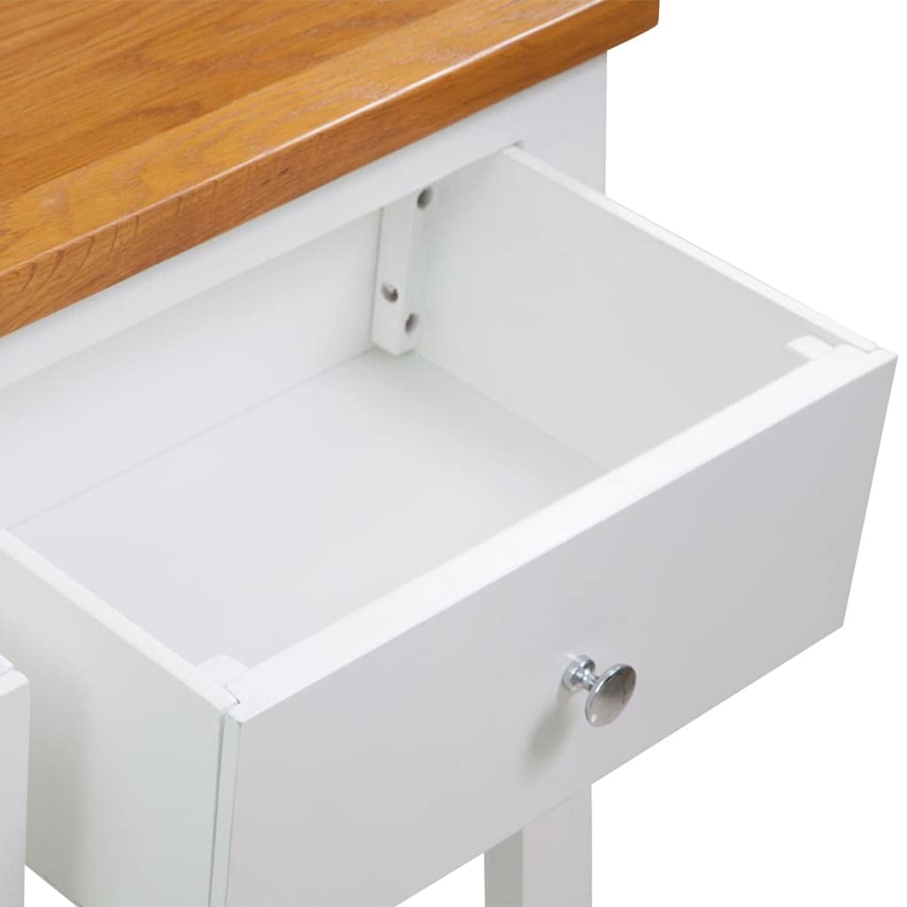 Solid Oak and Acacia Wood Console Table with Two Drawers and Shelf F614