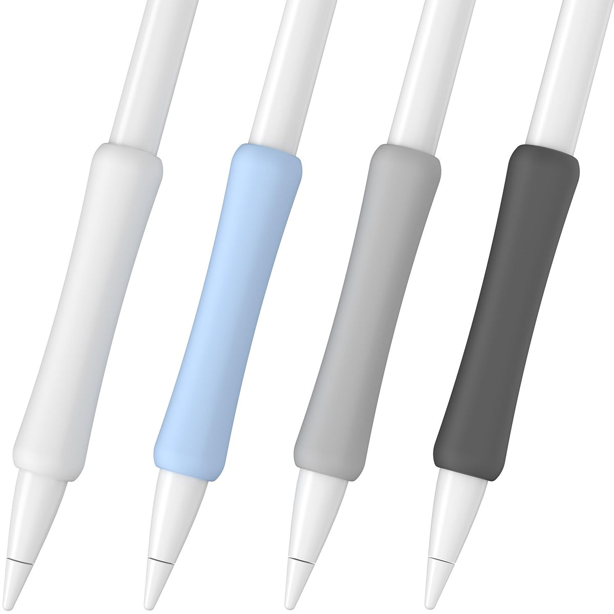 Silicone Grip Holder for Pencil 4 Pack White Blue Gray Black H311