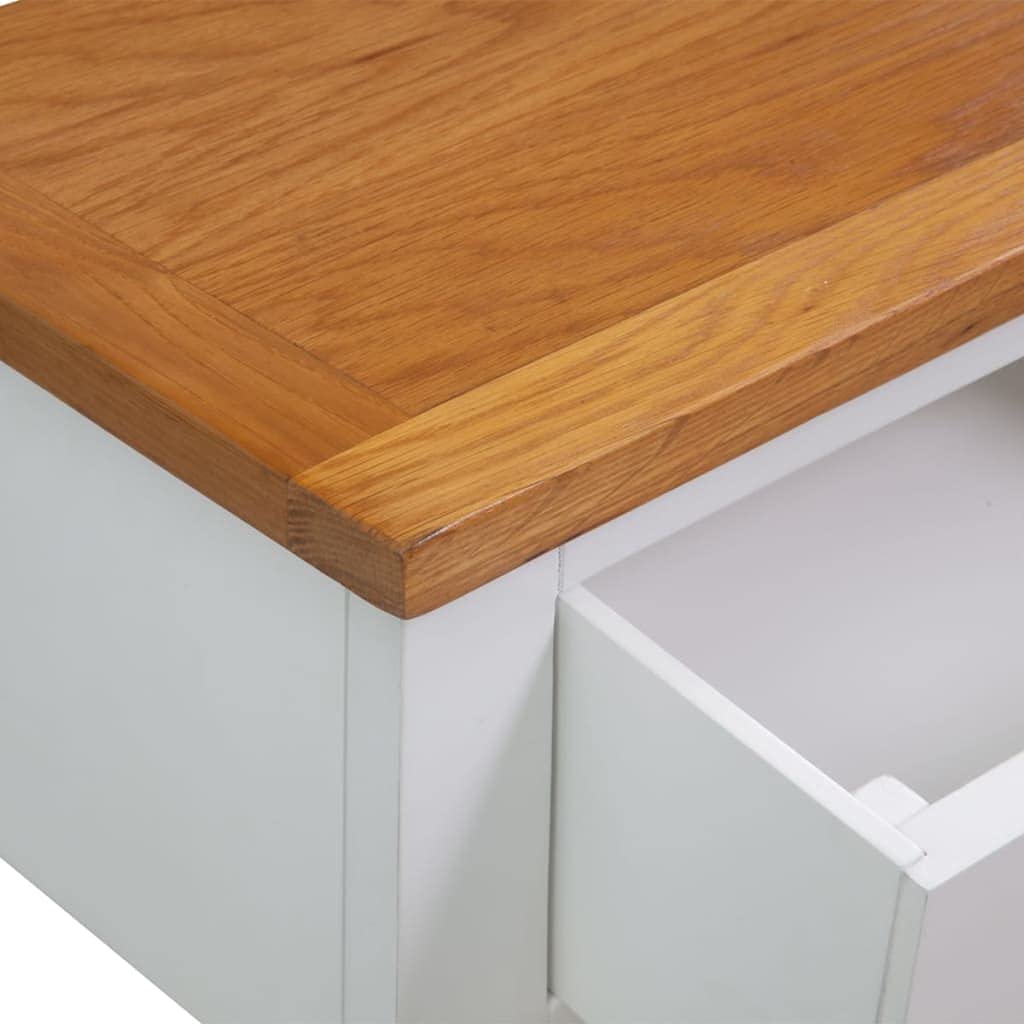 Solid Oak and Acacia Wood Console Table with Two Drawers and Shelf F614