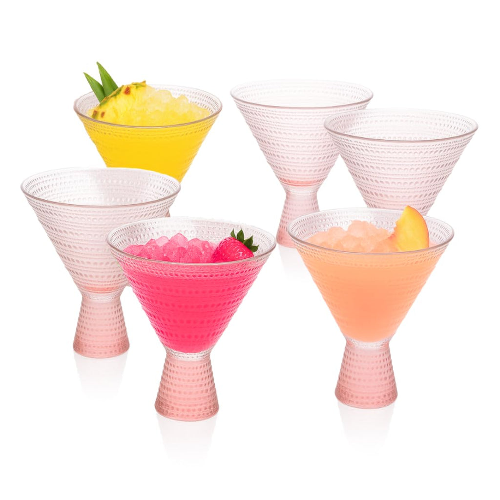 Pink & Clear 9oz Set of 6 Martini Glasses J4261