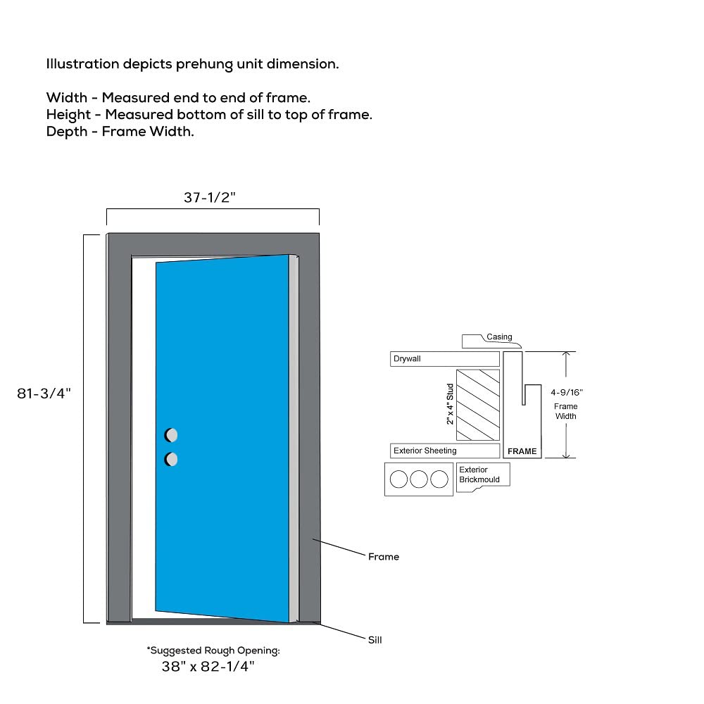 Primed Fiberglass Full Lite Prehung Entry Door 36" x 80" E322