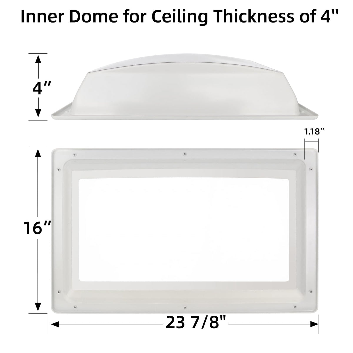 18" x 26" RV Shower Skylight Cover Outer Dome with Inner Dome and Sealant, White R874335