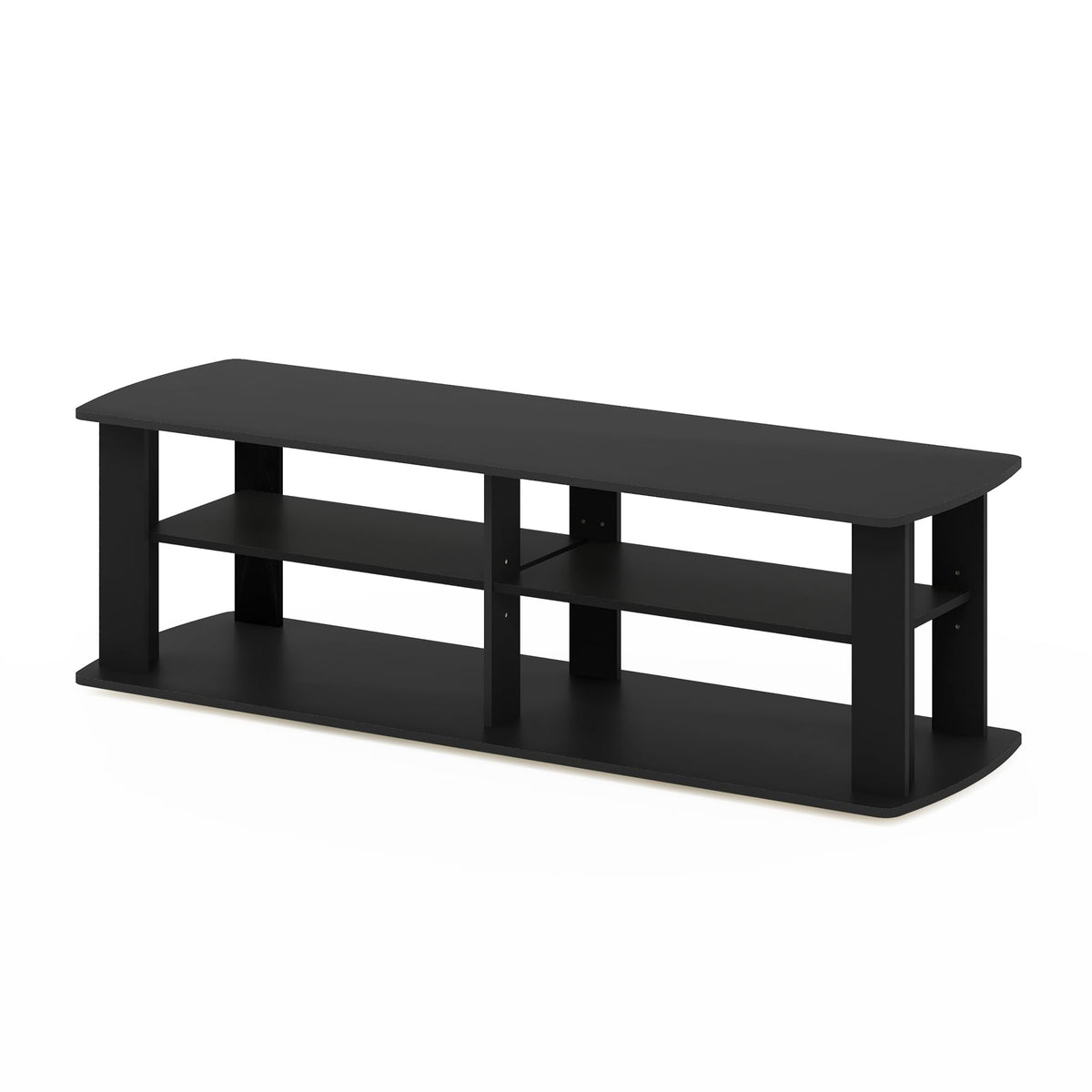 Black 3-Tier TV Stand with Open Shelves J86868