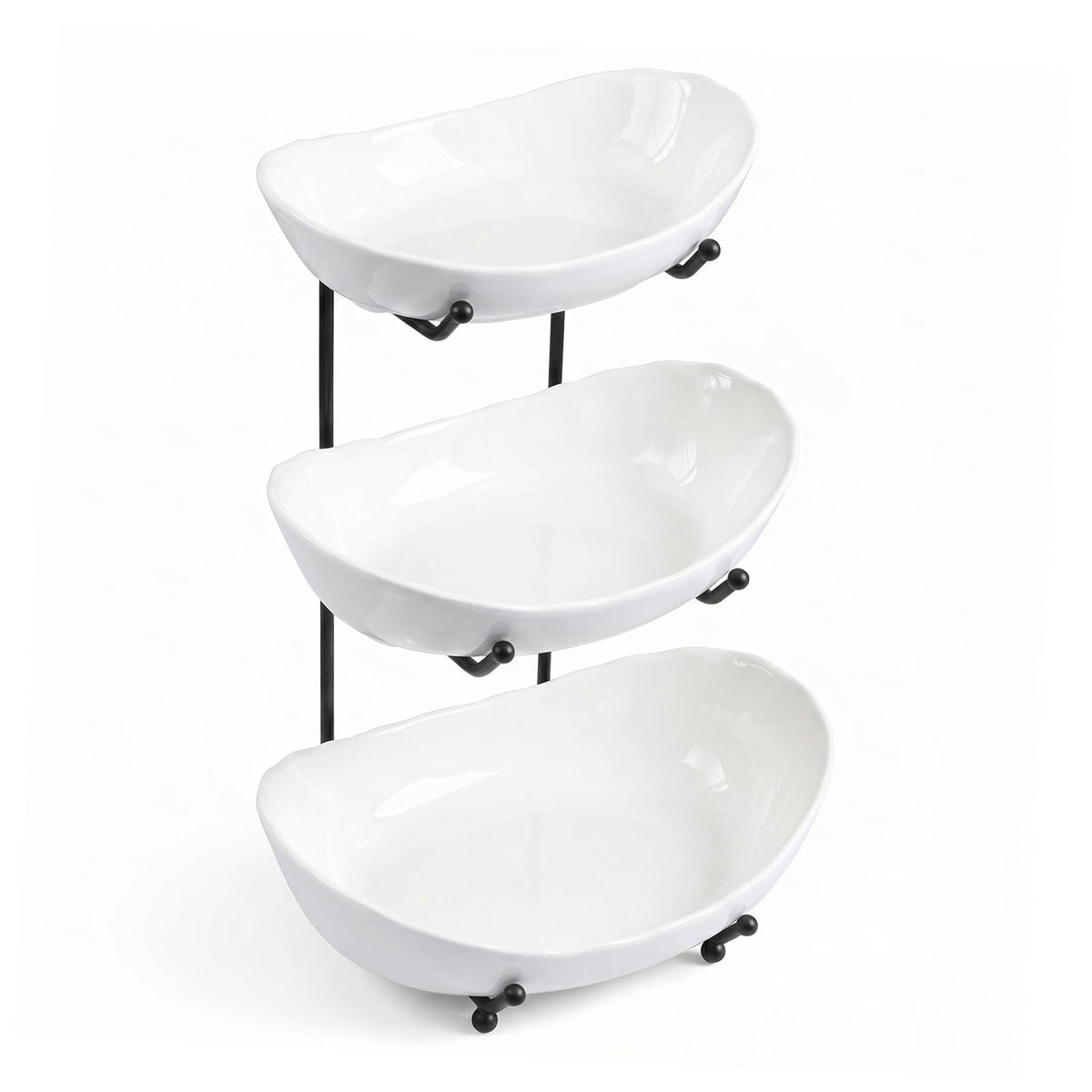 3 Tier Ceramic Fruit Bowl with Metal Stand O338196