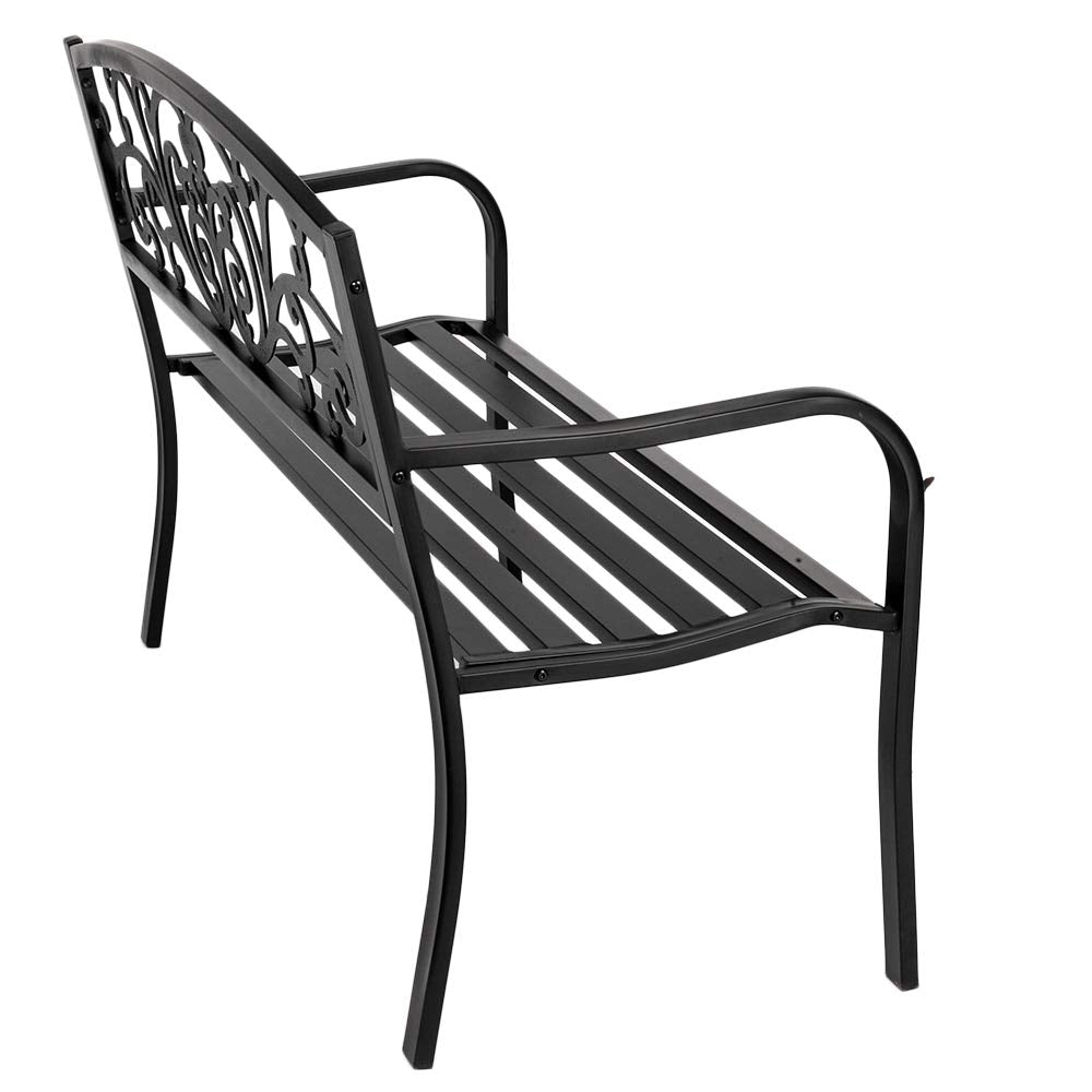 50" Black Metal Patio Bench G161