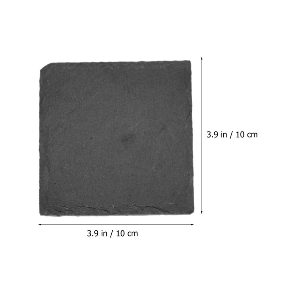 Black 12pcs Natural Stone Coaster Set R38871