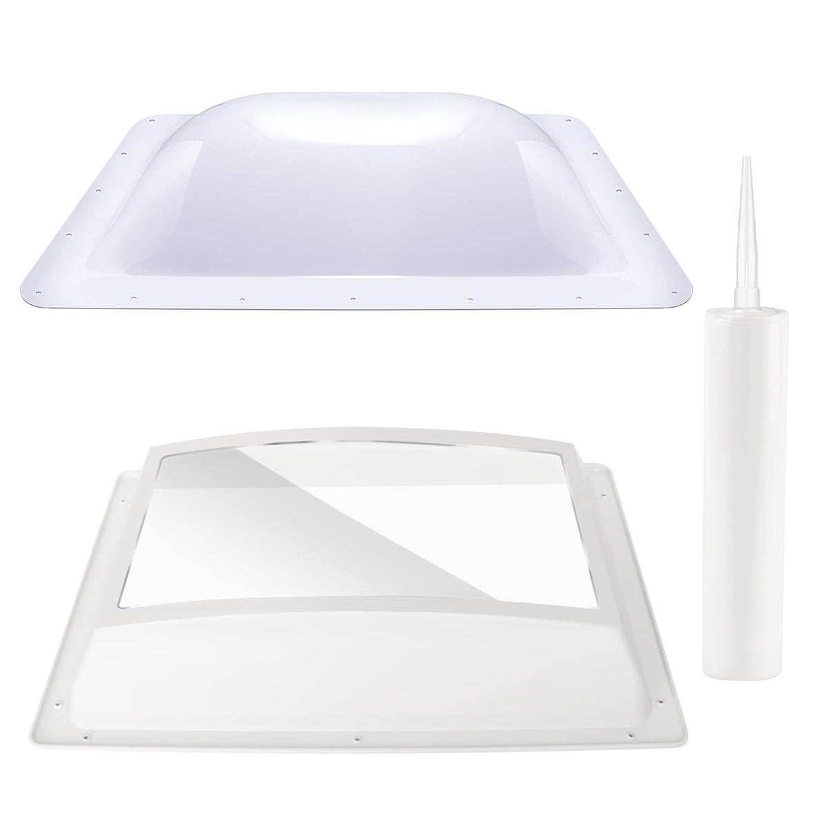 18" x 26" RV Shower Skylight Cover Outer Dome with Inner Dome and Sealant, White R874335