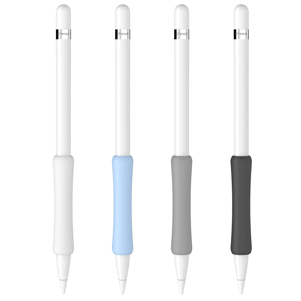 Silicone Grip Holder for Pencil 4 Pack White Blue Gray Black H311