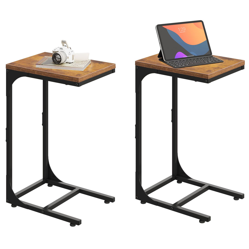C-Shaped End Table Set of 2 Metal Frame U897004