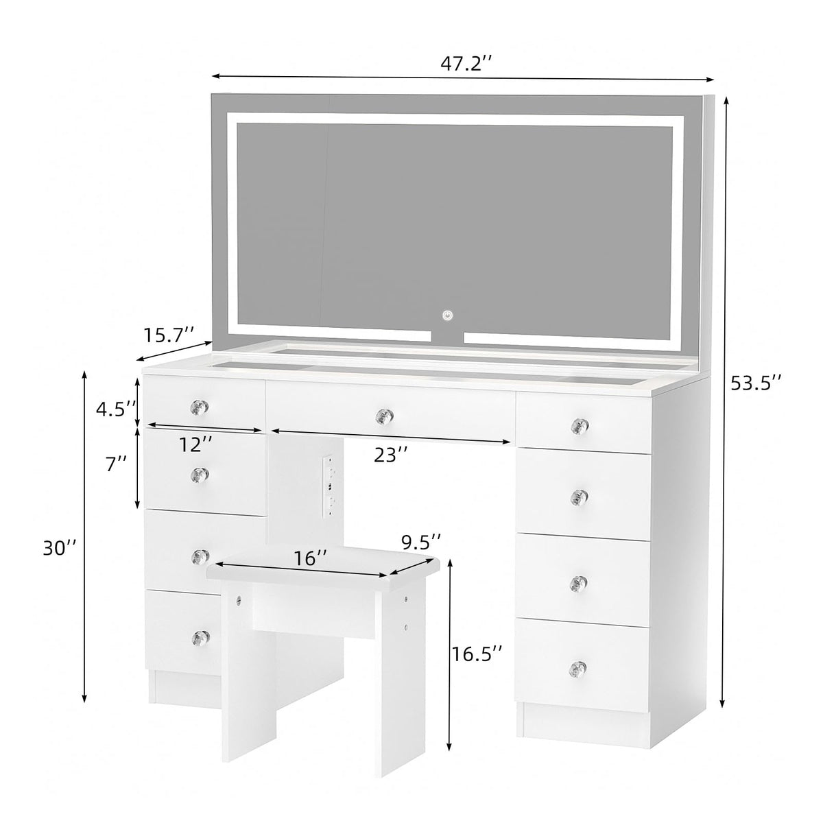 Vanity with Lighted Mirror B9016
