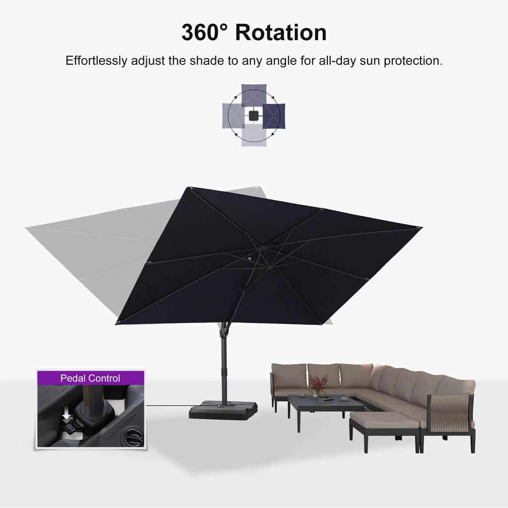 Navy Blue Cantilever Umbrella with Base T614833