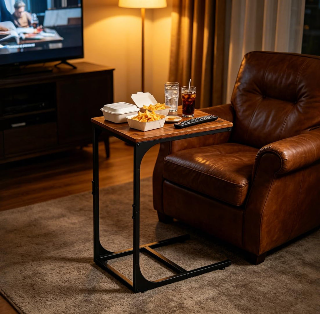 C-Shaped End Table Set of 2 Metal Frame U897004