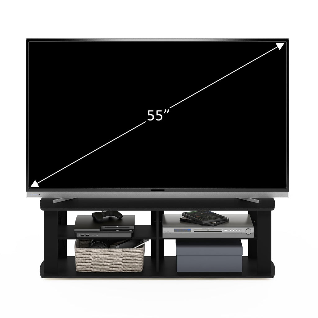 Black 3-Tier TV Stand with Open Shelves J86868