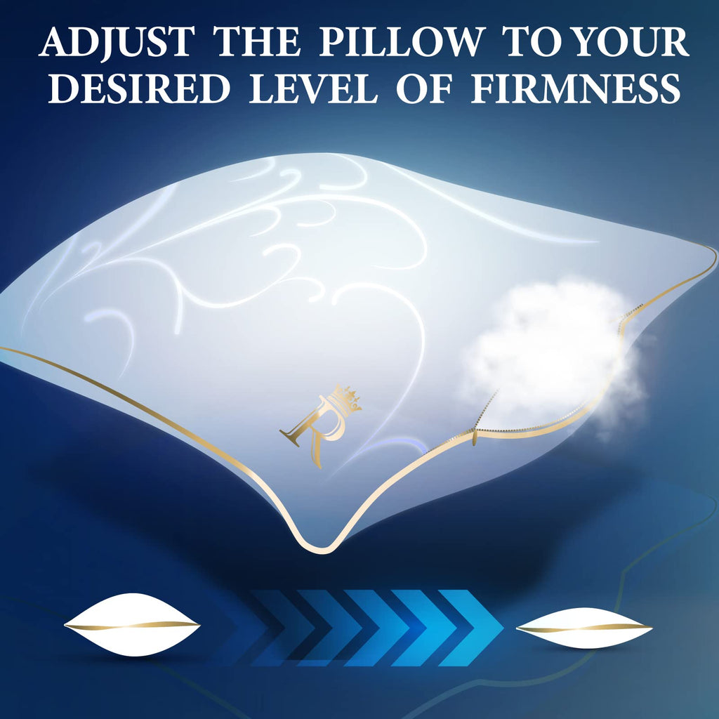 King Size Set of 2 Adjustable Cotton Bed Pillows M9599