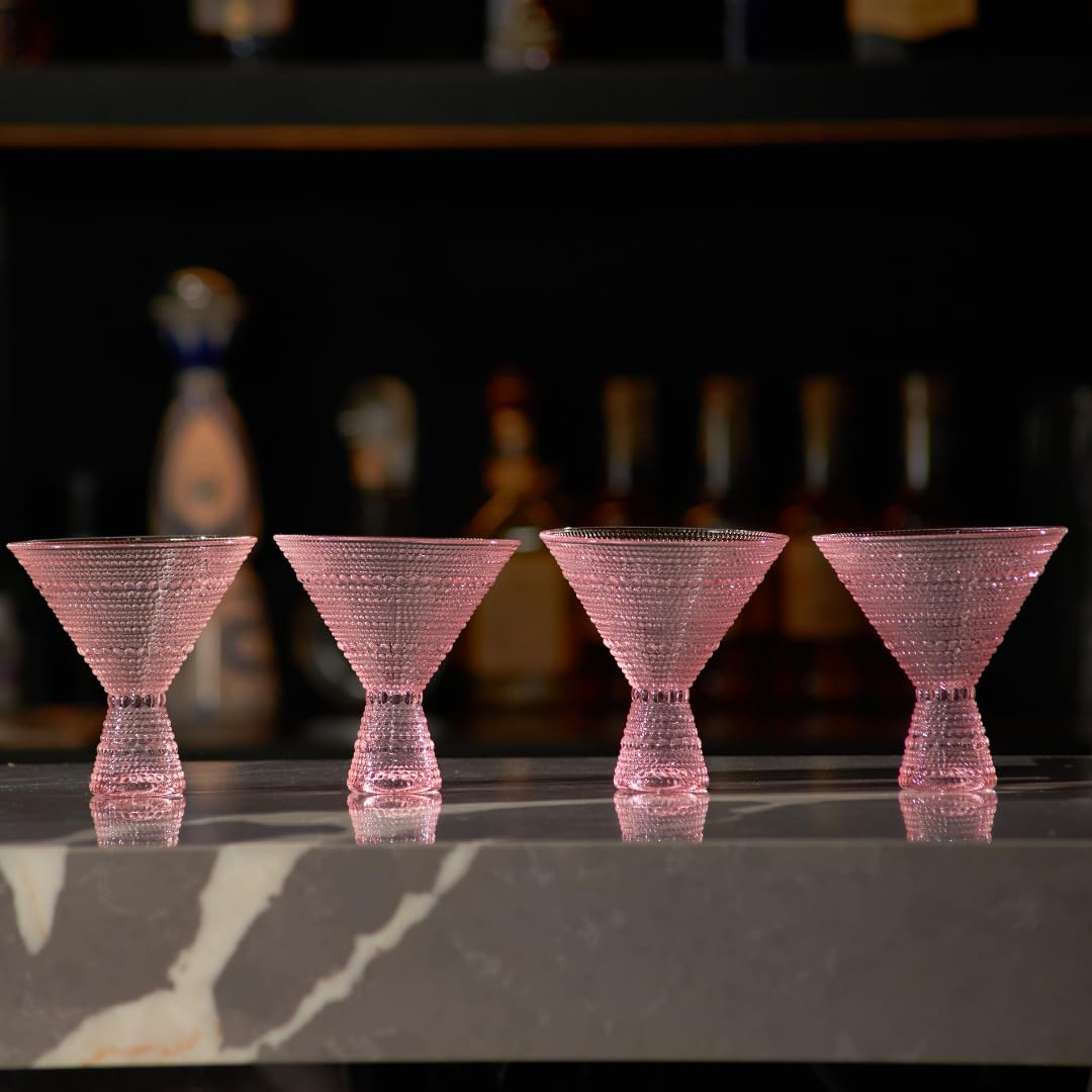Pink & Clear 9oz Set of 6 Martini Glasses J4261
