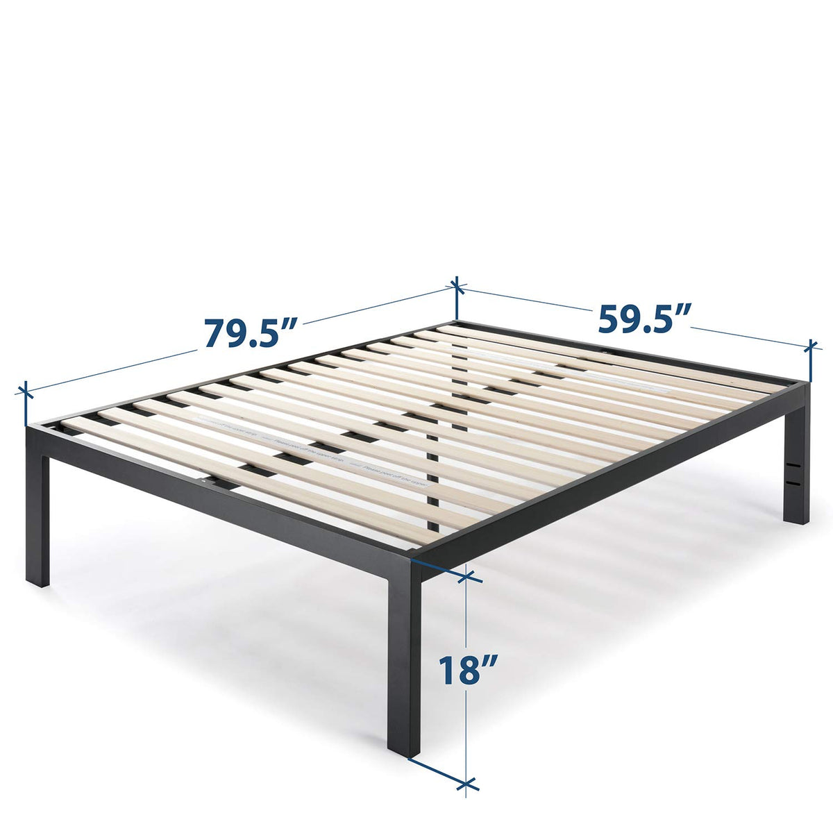 Queen 18 Inch Heavy Duty Steel Platform Bed with Wood Slat D8808