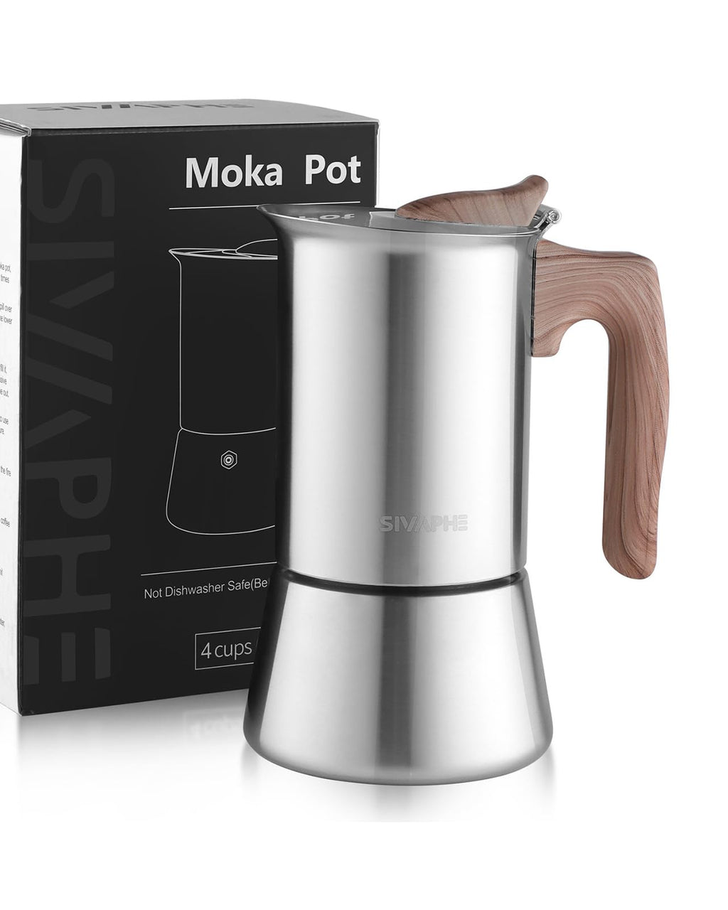 4 Cups Stainless Steel Stovetop Espresso Coffee Maker 10 oz Moka Pot E197748
