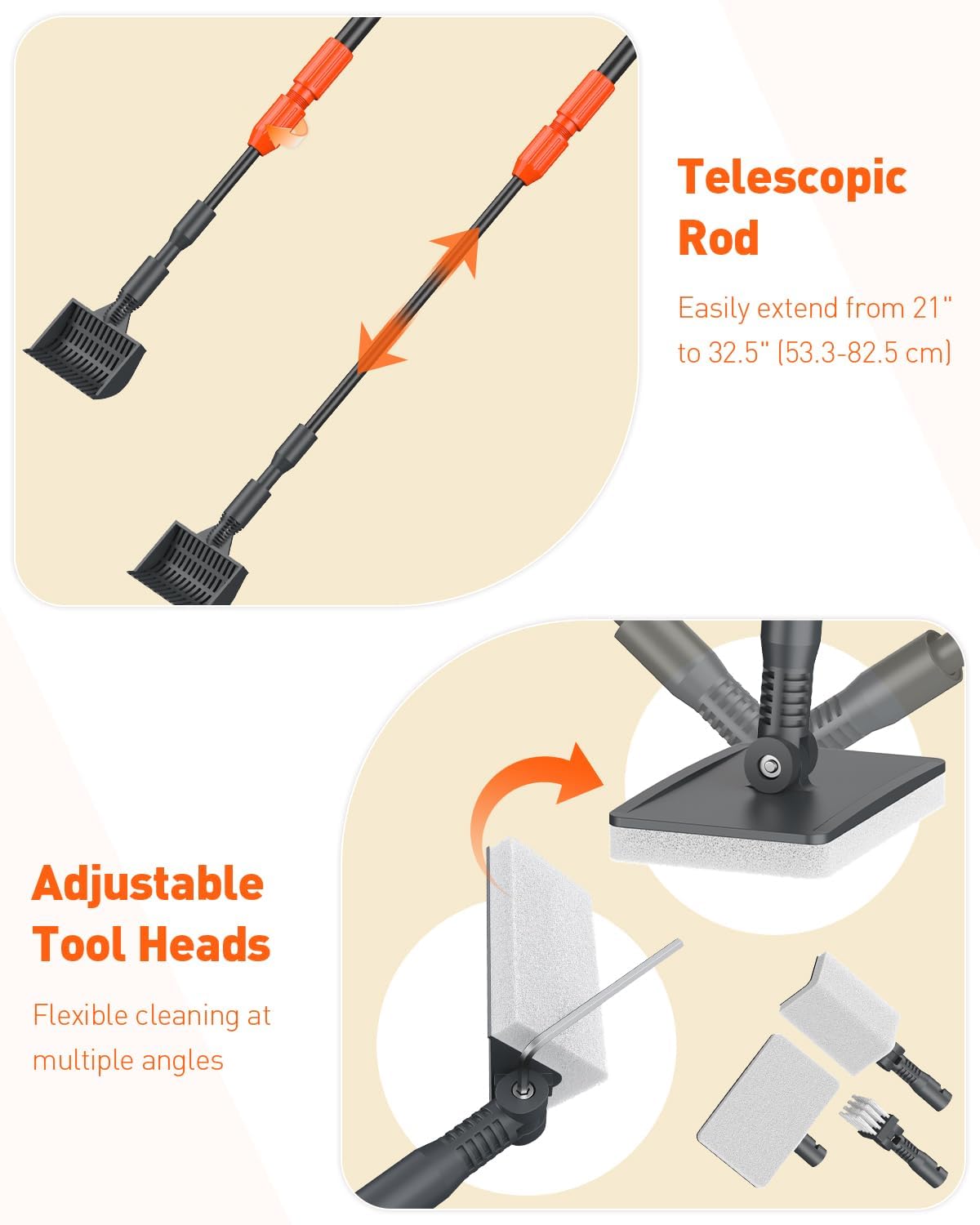 7 in 1 Aquarium Cleaning Kit with Adjustable Long Handle W337465