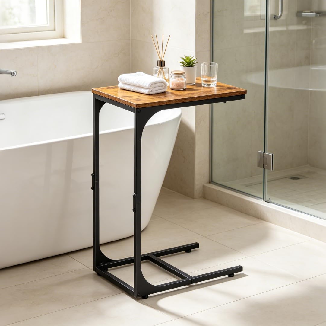 C-Shaped End Table Set of 2 Metal Frame U897004
