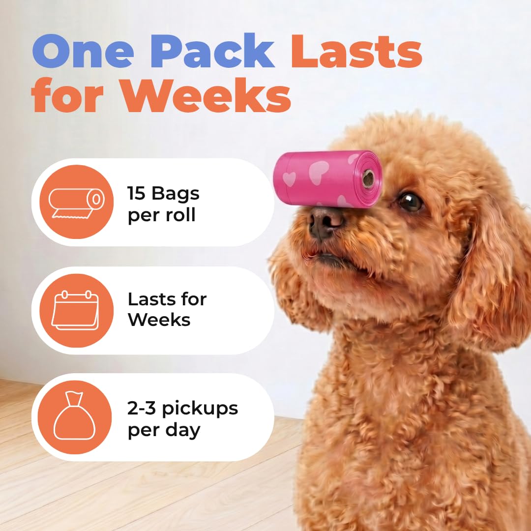 Pink Heart 150 Count Dog Poop Bags Y68573