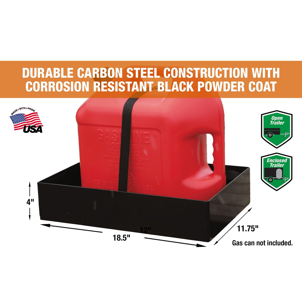 Carbon Steel Gas Container Rack with Nylon Strap, Black N683