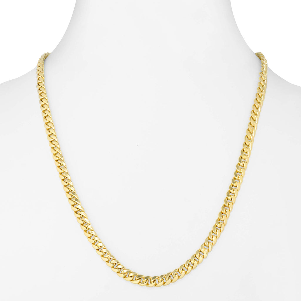 10k Yellow Gold Cuban Link Chain Necklace A1076