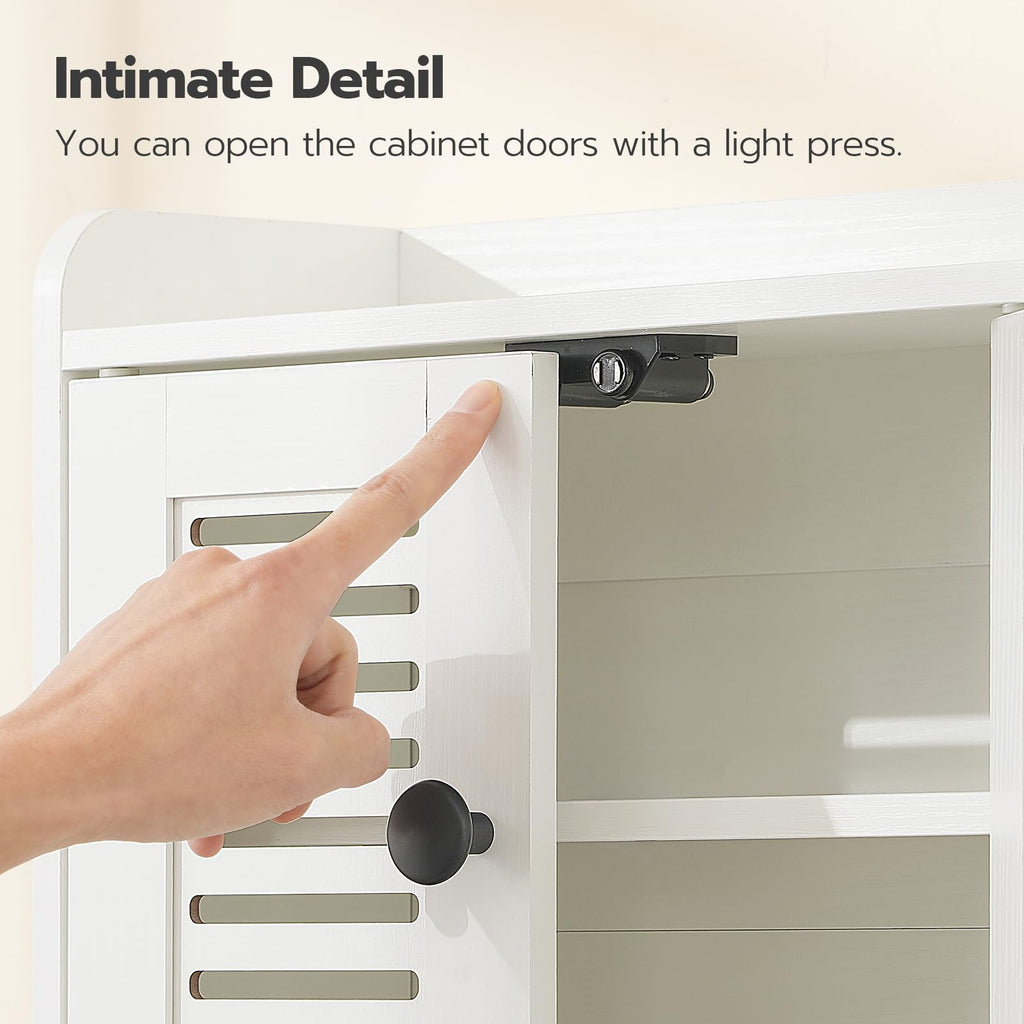 White Double Doors Bathroom Wall Cabinet with Towel Bar, Adjustable Shelf, 2 Hooks O504948