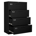 4 Drawer Black Metal Filing Cabinet with Lock W7496