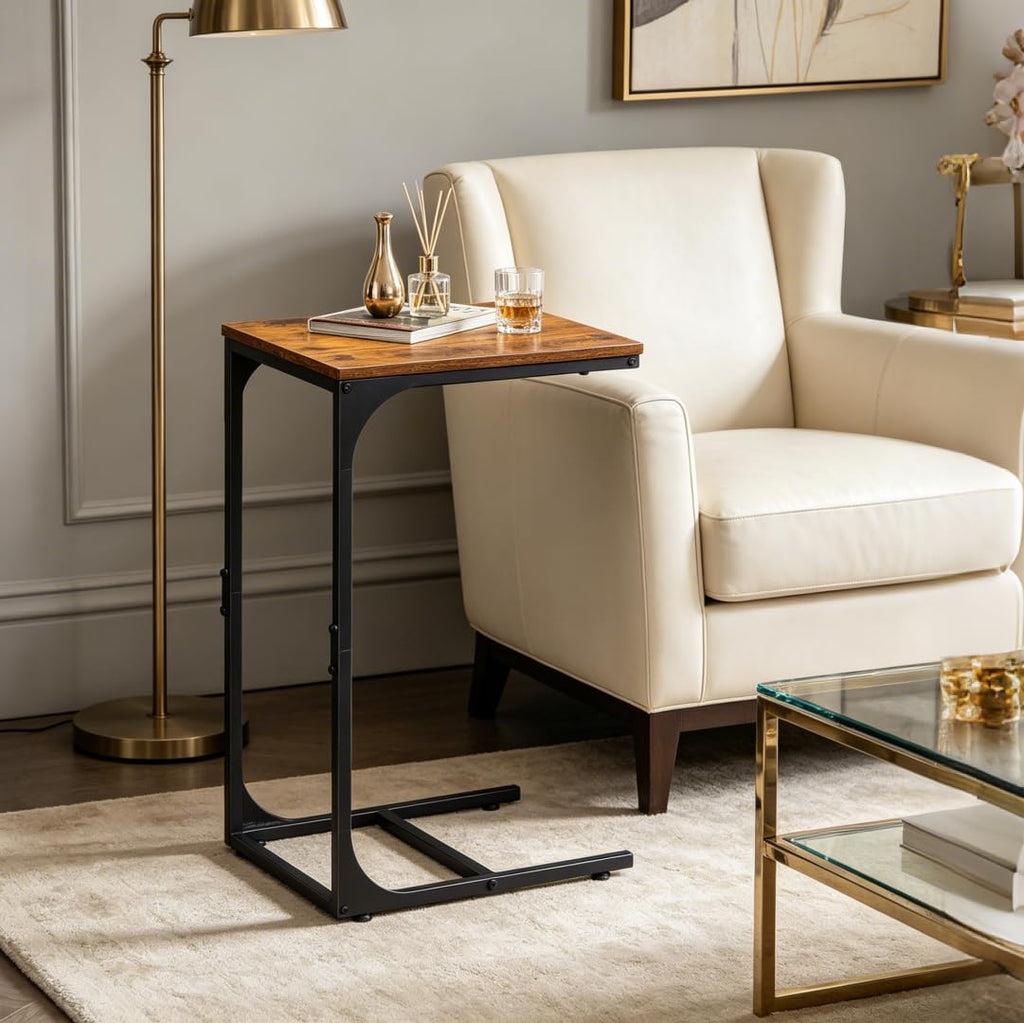 C-Shaped End Table Set of 2 Metal Frame U897004