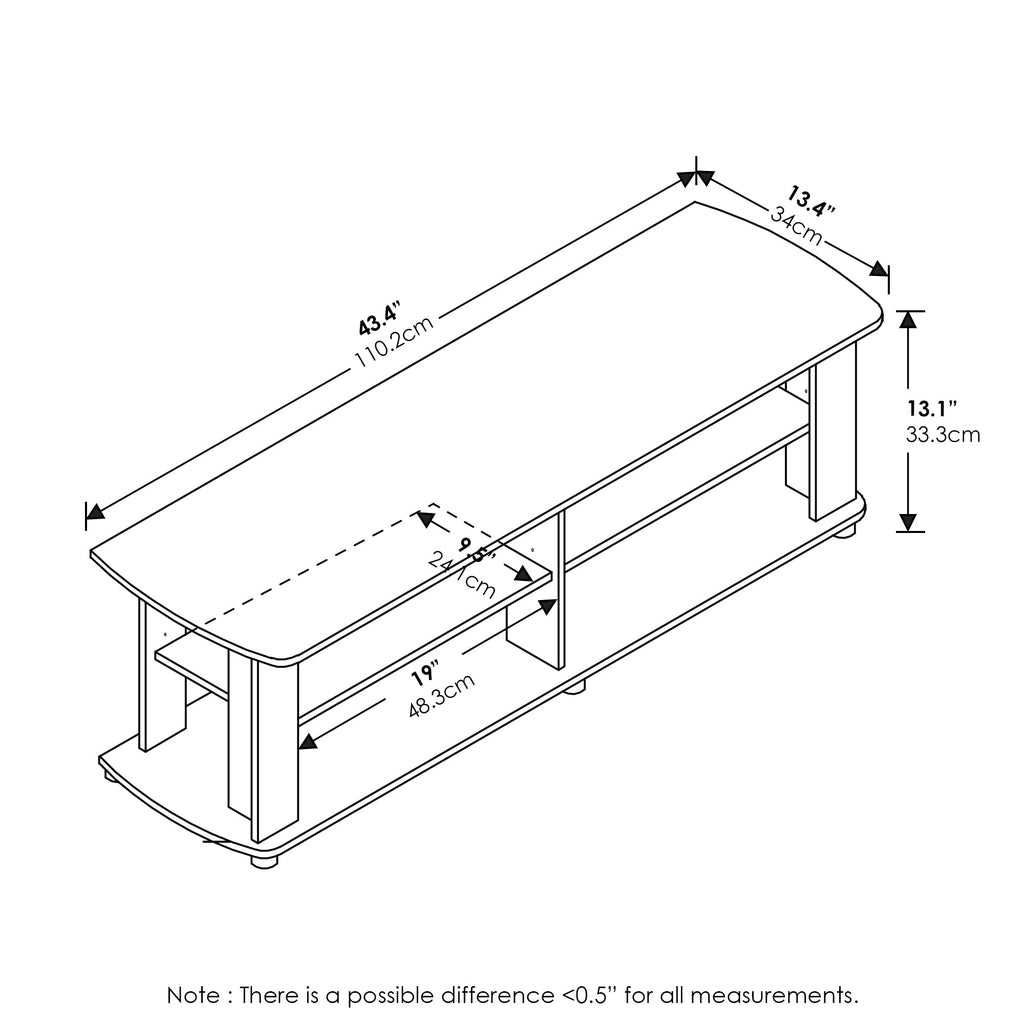 Black 3-Tier TV Stand with Open Shelves J86868