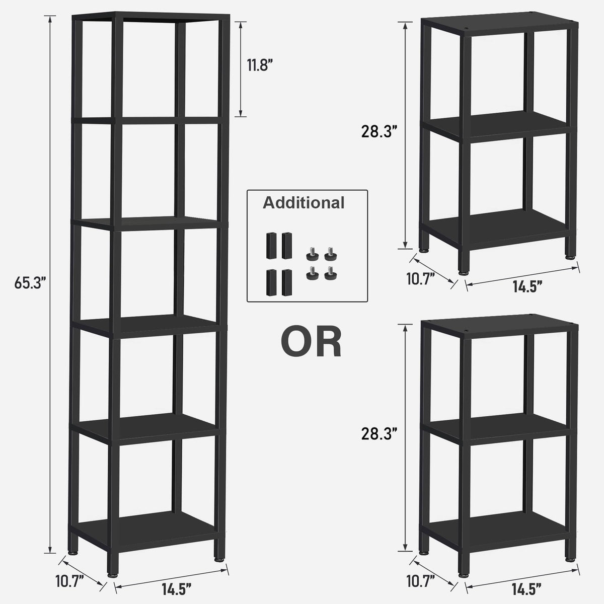 6-Tier Tall Narrow Bookshelf U735