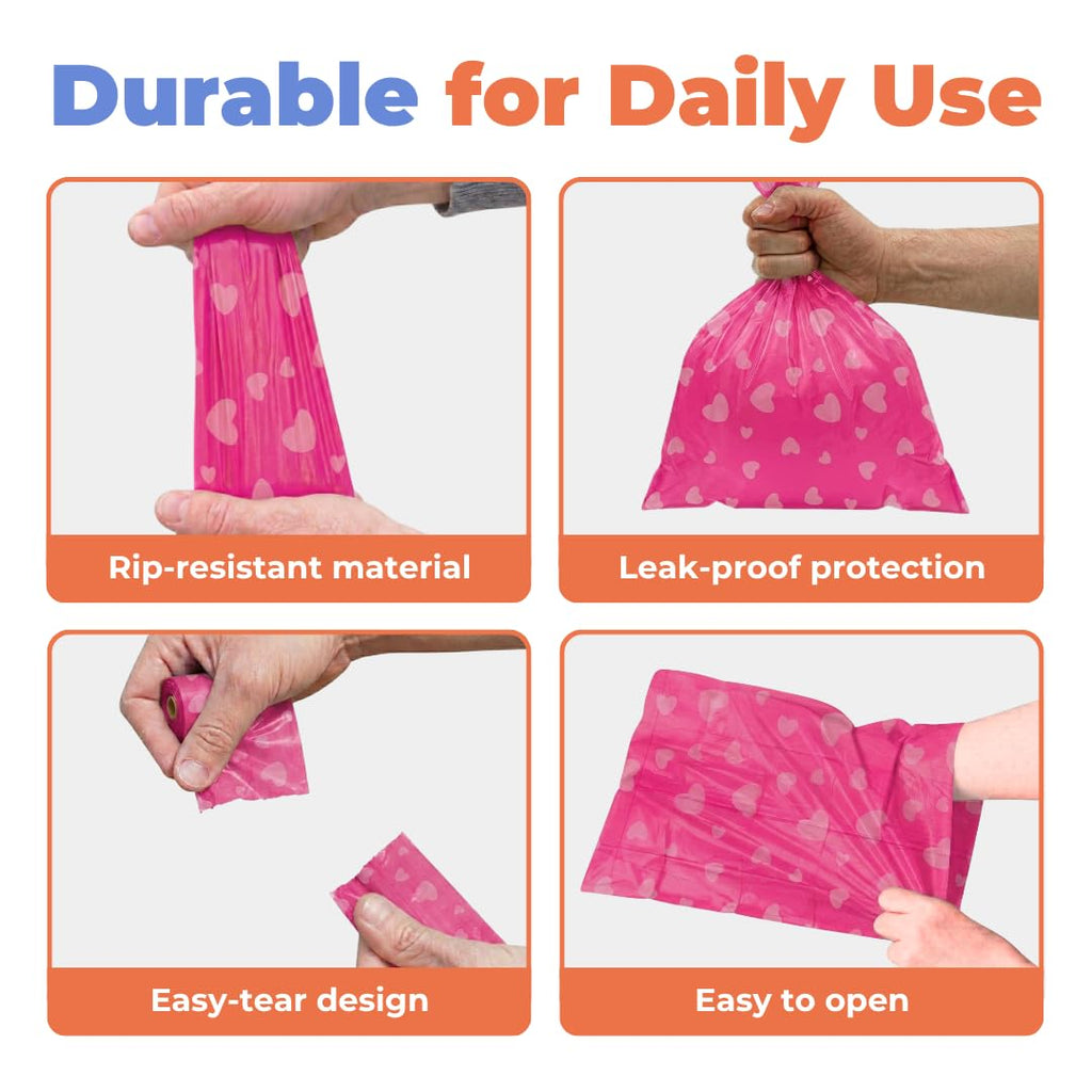 Pink Heart 150 Count Dog Poop Bags Y68573