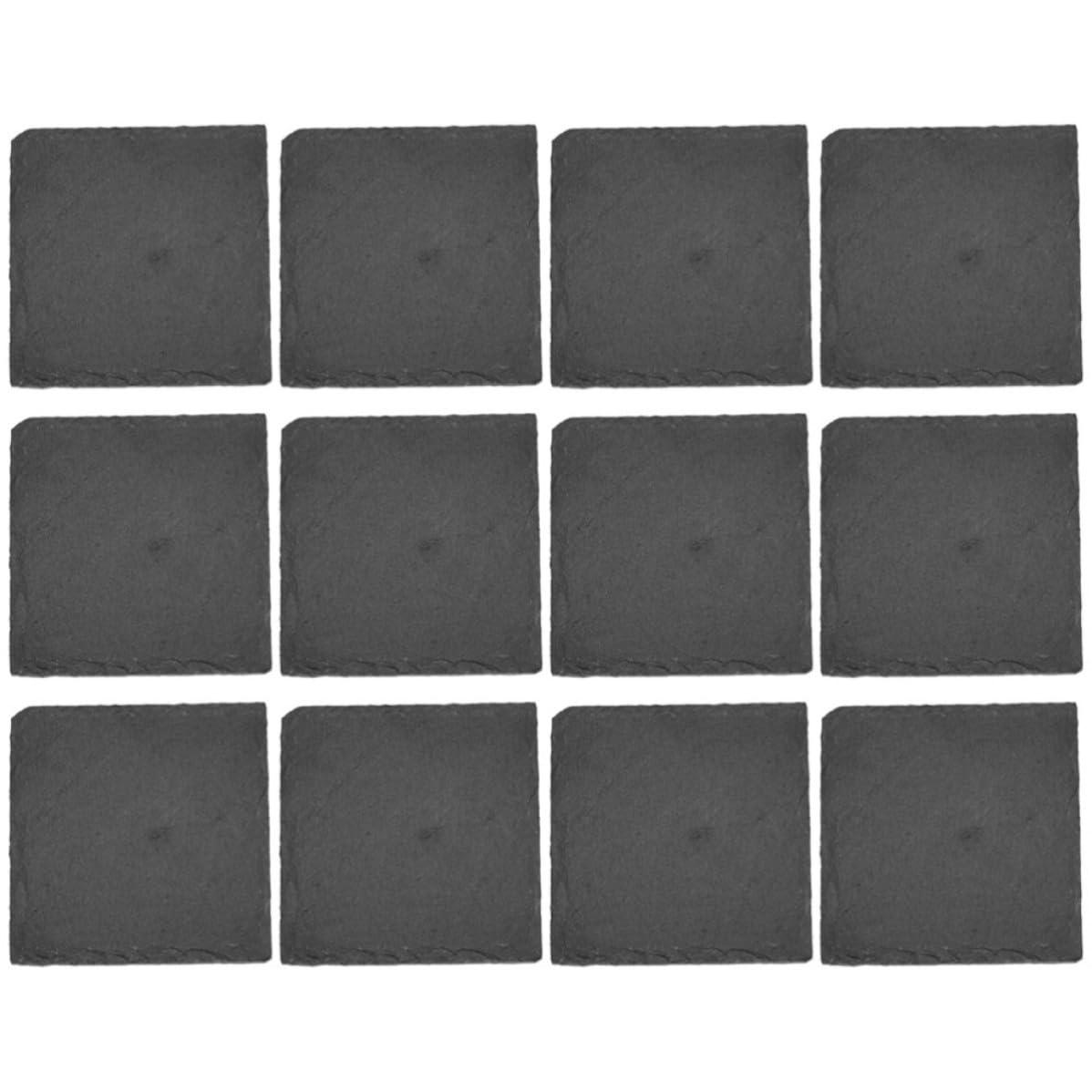Black 12pcs Natural Stone Coaster Set R38871
