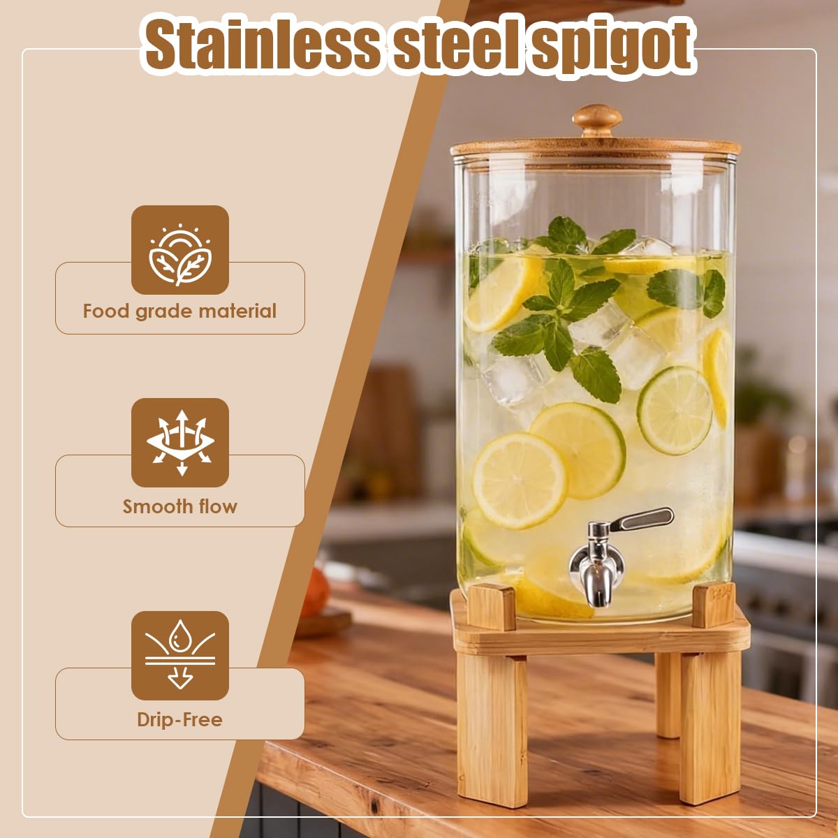 2.3 Gallon Glass Beverage Dispenser with Spigot X294