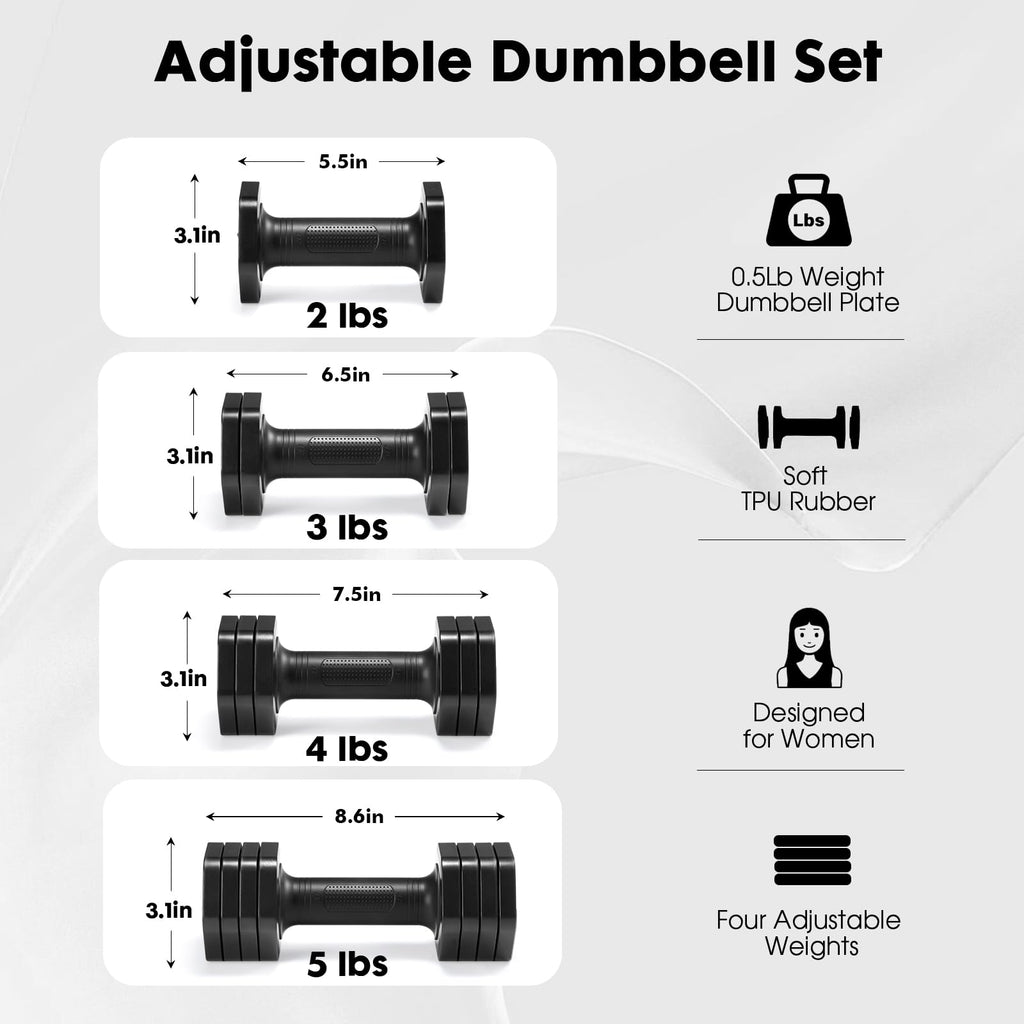Adjustable Dumbbell Set 2lb 3lb 4lb 5lb E81764