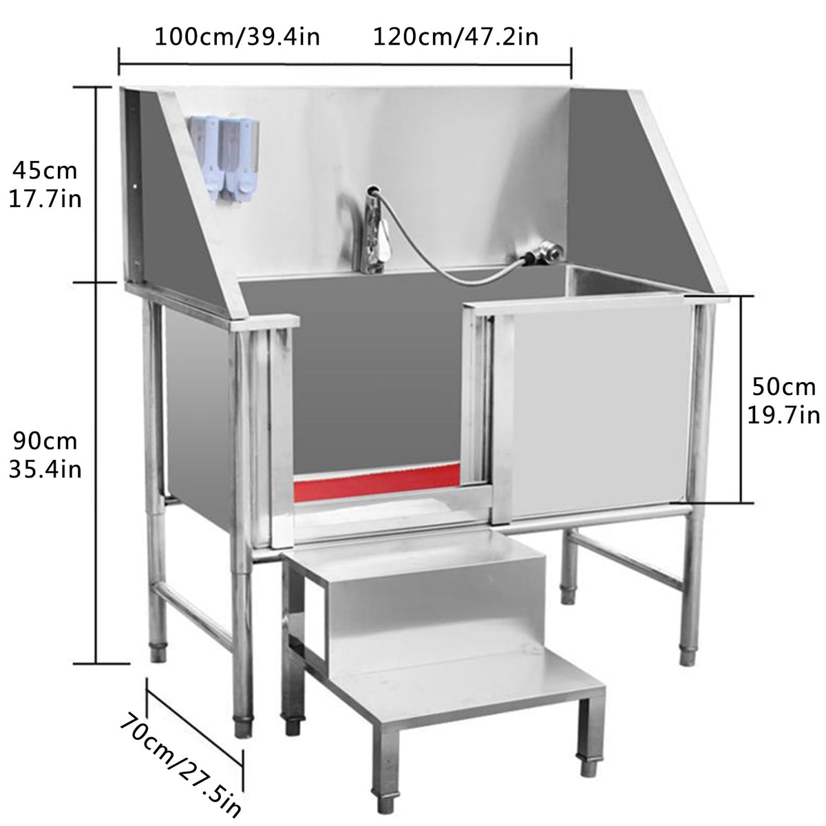 Stainless Steel Dog Bathing Station with Stairs O638921
