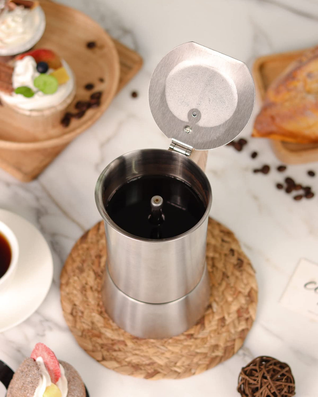 4 Cups Stainless Steel Stovetop Espresso Coffee Maker 10 oz Moka Pot E197748