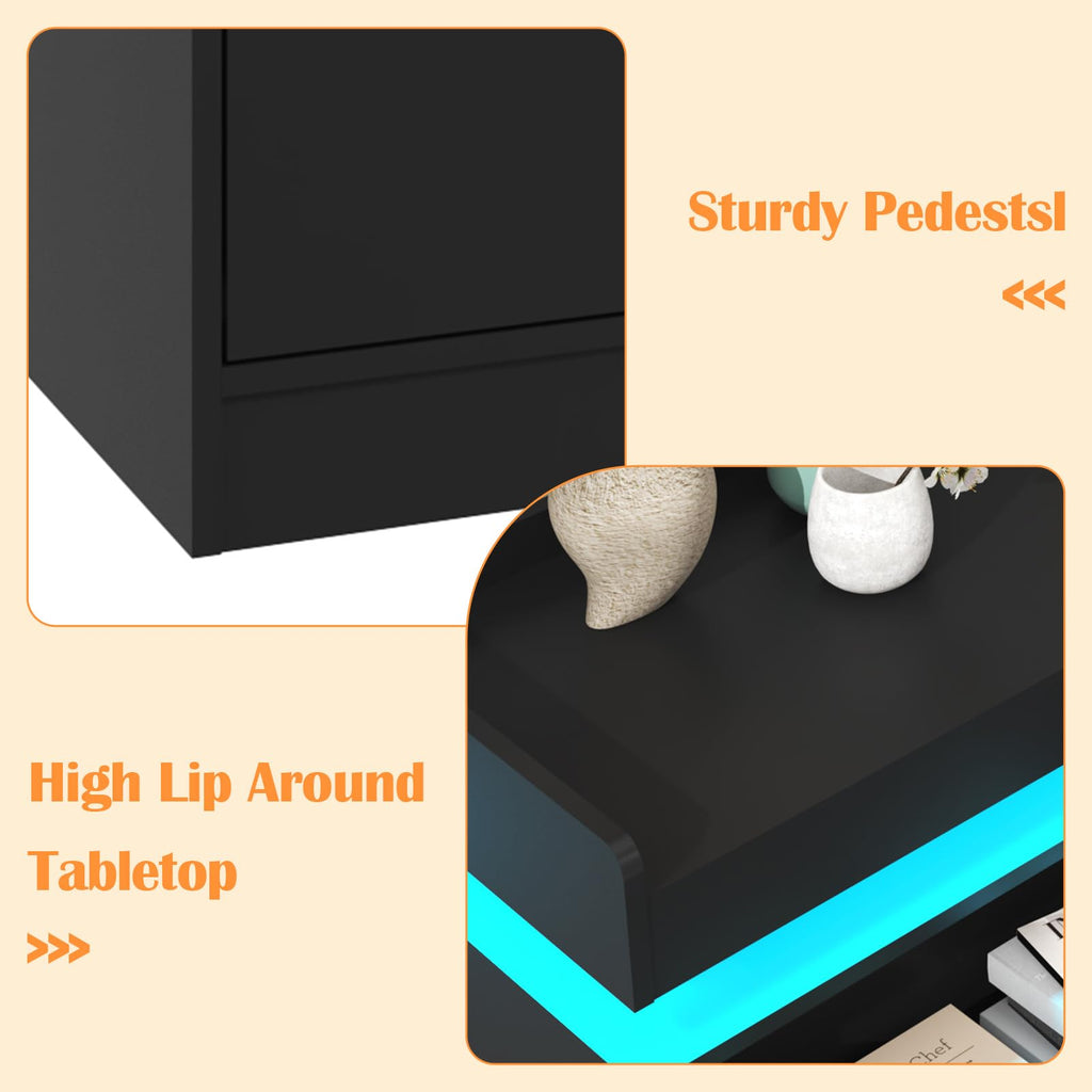 Black 9 Drawer Dresser with Charging Station and LED Lights M570