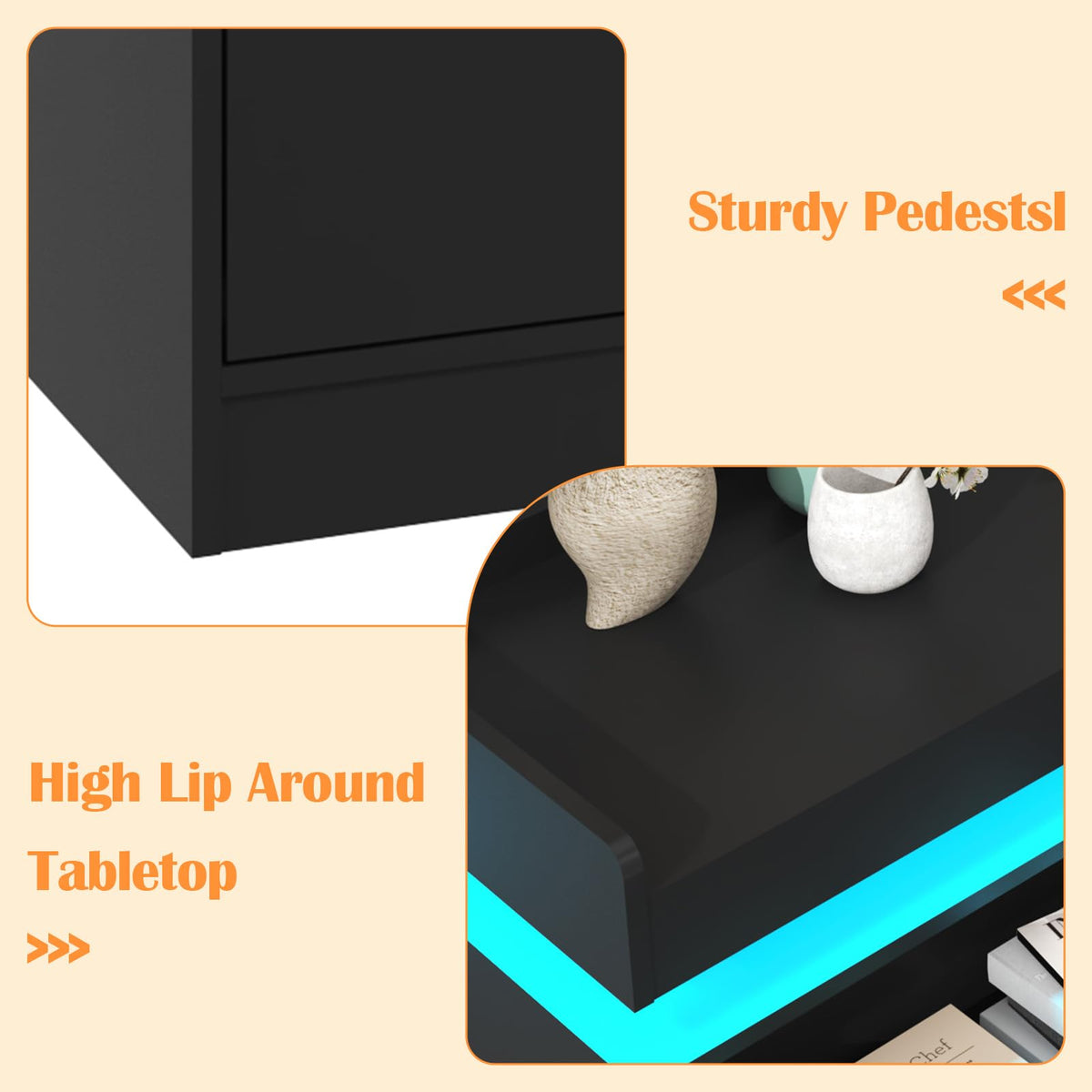 Black 9 Drawer Dresser with Charging Station and LED Lights M570
