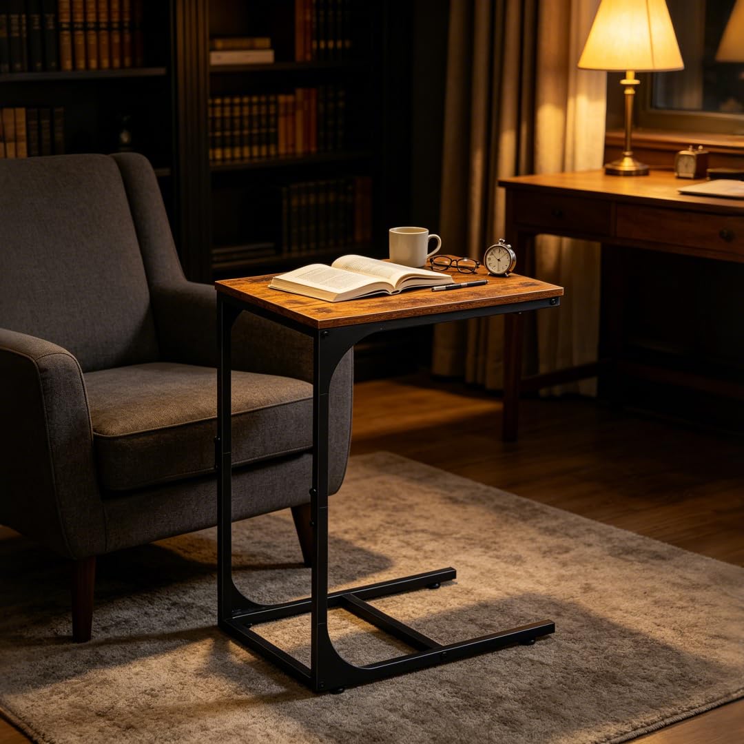 C-Shaped End Table Set of 2 Metal Frame U897004