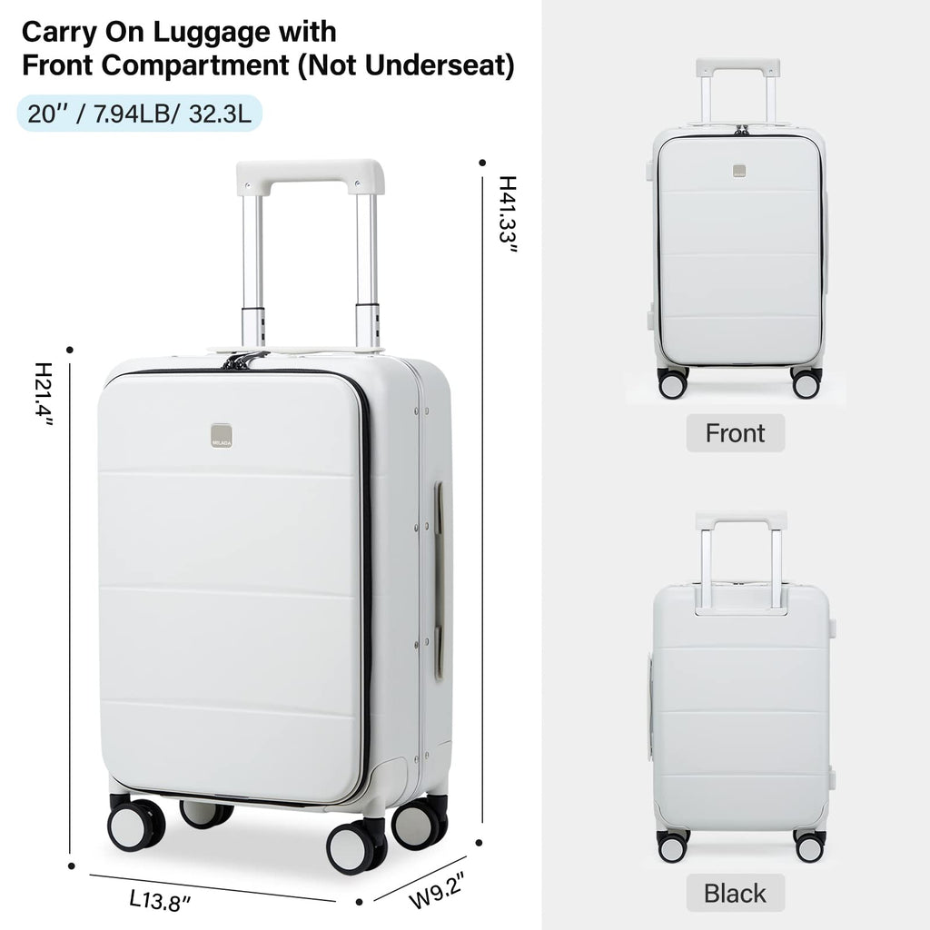 Smoke White 20 Inch Hard Shell Carry On Luggage S97679