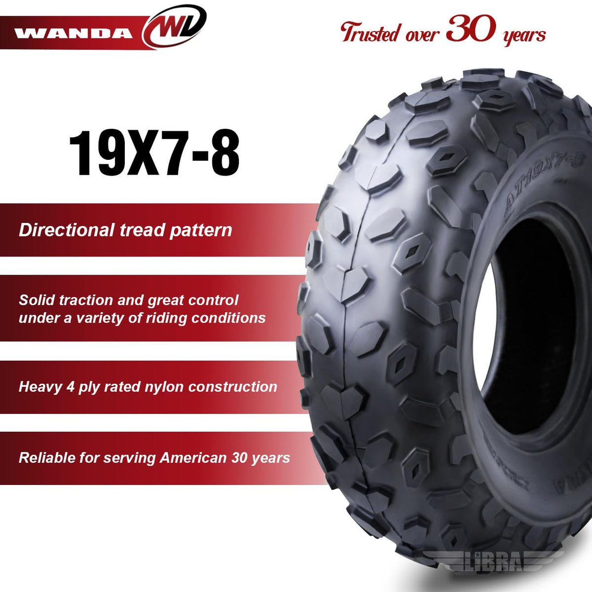 2 New Sport ATV Tires 19x7-8 4PR Z758987