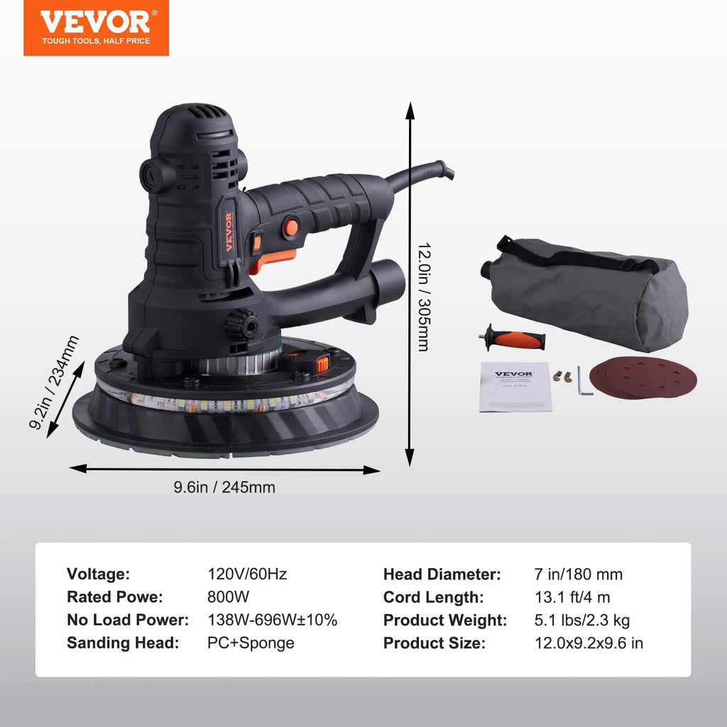 800W Electric Drywall Sander with 12 Sanding Discs I41226