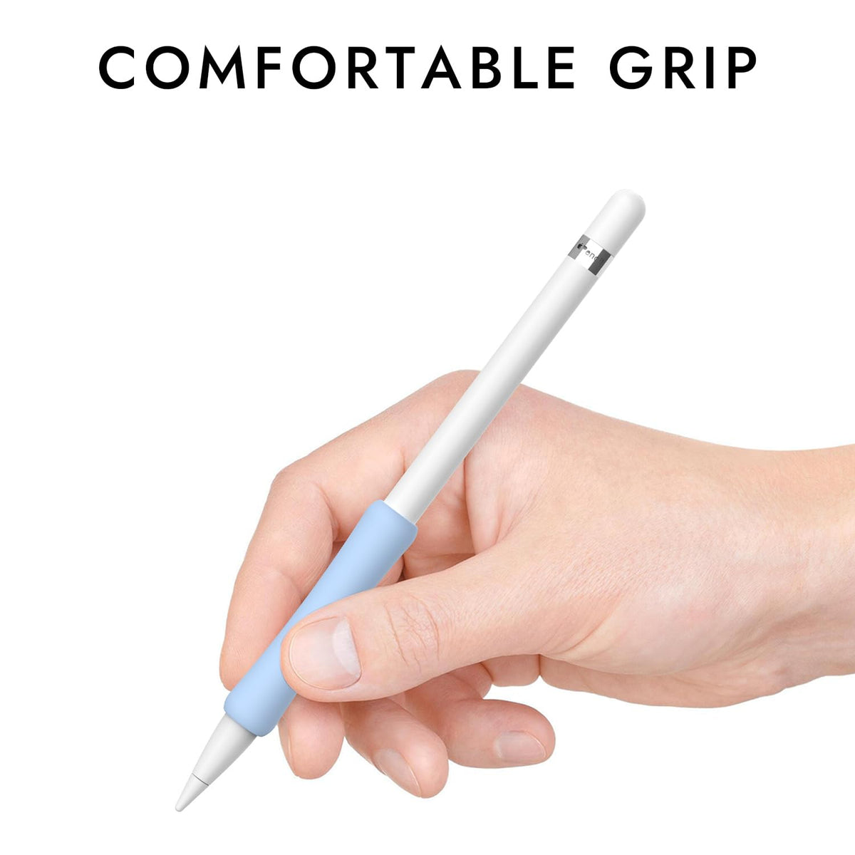 Silicone Grip Holder for Pencil 4 Pack White Blue Gray Black H311
