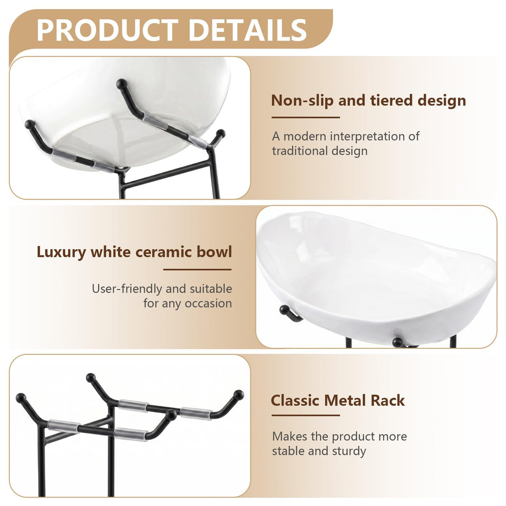 3 Tier Ceramic Fruit Bowl with Metal Stand O338196