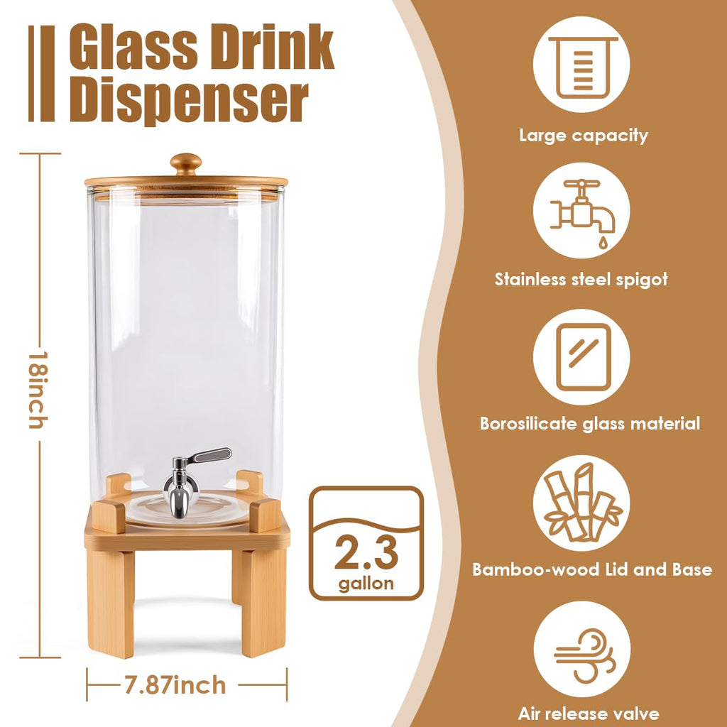 2.3 Gallon Glass Beverage Dispenser with Spigot X294