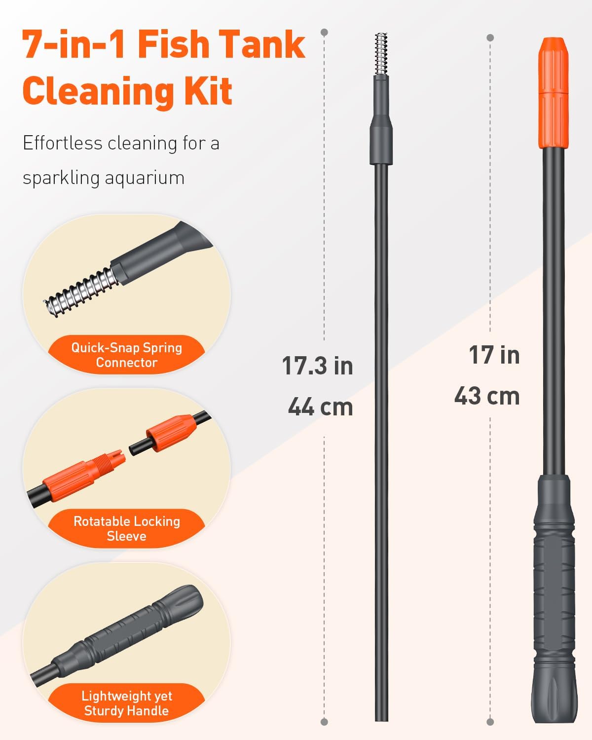 7 in 1 Aquarium Cleaning Kit with Adjustable Long Handle W337465