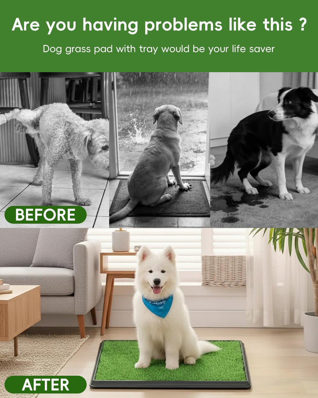25" x 20" Artificial Grass Dog Potty Training Pad with Tray F363955