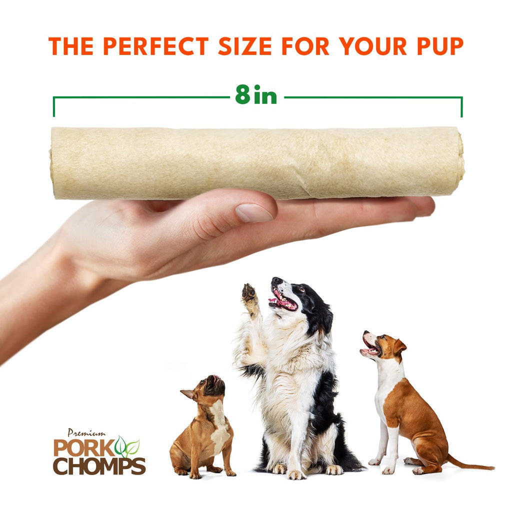 Pork Skin Dog Chews, 8in Rolls, 18ct D440182